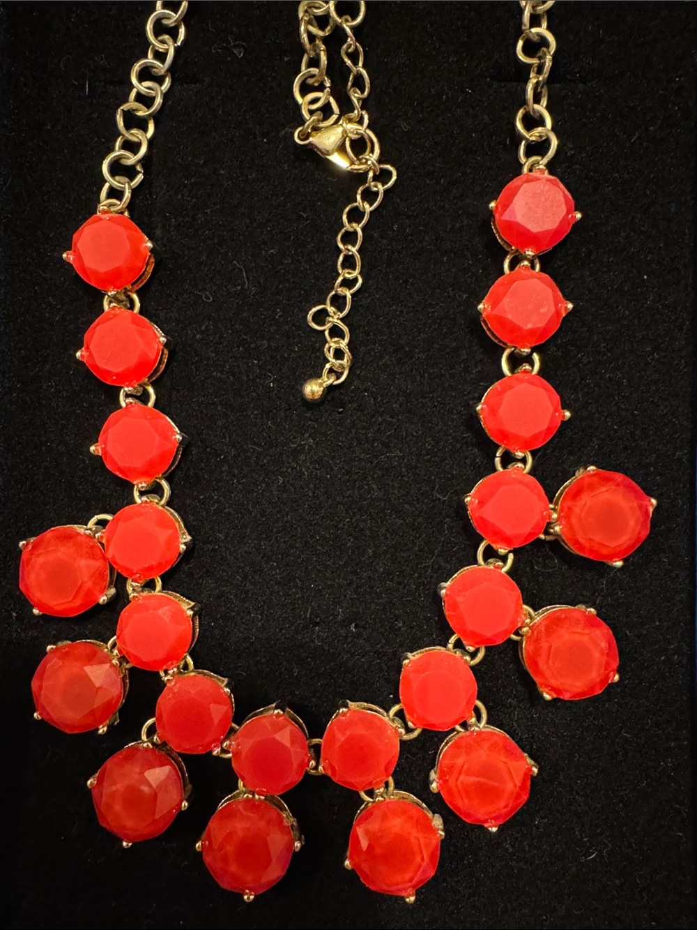 Gold-Tone Red Faceted Bubble Necklace